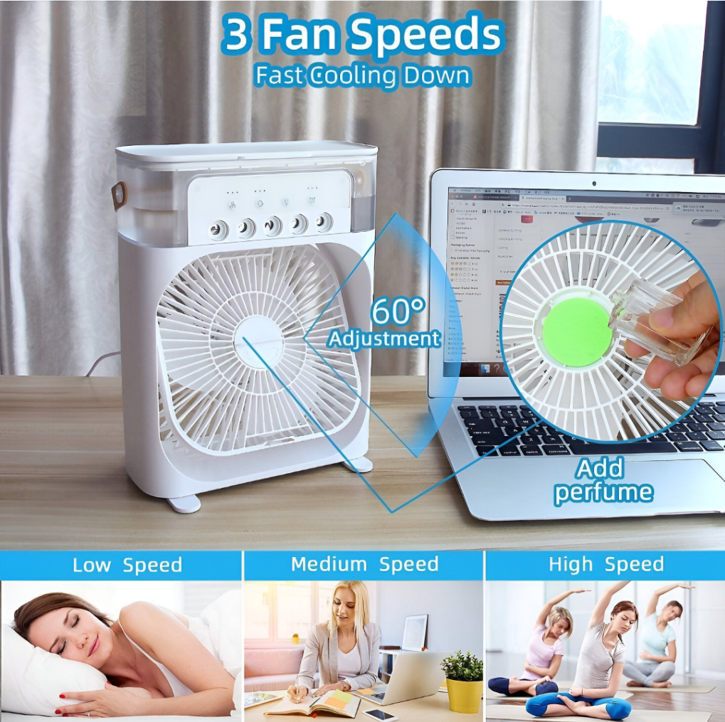 Mini Air Cooler for Room Cooling Mini AC Portable Mini Fan Artic Cooler with 7 Colors LED Light, 1/2/3 H Timer, 3 Wind Speeds and 3 Spray Modes for Office,Home,Dorm,Travel